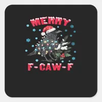Merry F-Caw-F Funny & Vintage Design Square Sticker