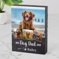 Best DOG DAD Ever Personalized 4 Pet Photo Collage Wooden Box Sign