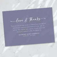 Lavender Purple Simple Script Funeral Thank You Card