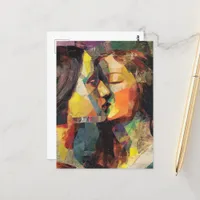 Beautiful Women Kissing Mixed Media Collage Postcard