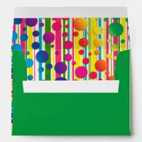 [Beatnik Bubbles] Retro Polka Dot Striped Green Envelope