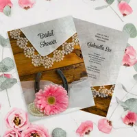 Pink Daisy and Lace Country Western Bridal Shower Invitation