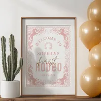First Rodeo Birthday Party Welcome Sign – Pink Wes
