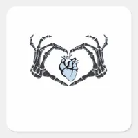 Skeleton Heart Hands Classic Design For Halloween Square Sticker
