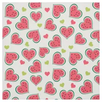 Cute Pink Green Watermelon Hearts Girly Pattern Fabric