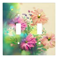 Pink and Coral Vintage Flowers  Light Switch Cover