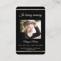 Black gold photo funeral prayer card