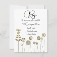 Elegant Timeless Soft Gold Floral Minimalism RSVP Card