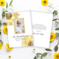 Yellow Sunflowers Watercolor Funeral Sympathy Thank You Card