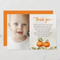 Fall Burnt Orange Pumpkin Patch Birthday Thank You Card