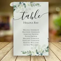 Eucalyptus Wedding Table Seating Chart Table Name Table Number