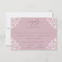 Elegant Mauve Dusty Rose Vintage Classic Wedding RSVP Card