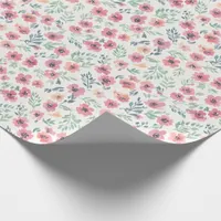 Abstract Floral Watercolor Teal Pink Peach Wrapping Paper