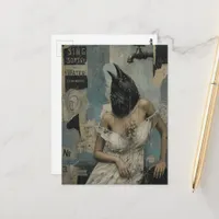 A Funny Crow in the Shower Collage Postcard