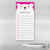 Cute Bear To Do List Hot Pink Magnetic Notepad