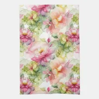 Pastel Flowers Alcohol Ink Illustration  Kitchen Towel