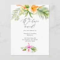 Watercolor Tropical Floral New Address Announcement Postcard