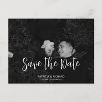 Simple script Wedding Save The Date Photo Postcard