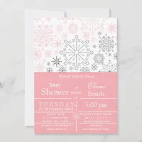 Snowflakes Pink Gray Winter Baby shower Invite