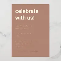 Simple Mocha Wedding Rose Gold Foil Invitation