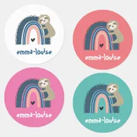 Cute Sloth Rainbow Girl's Iron On Clothes Labels