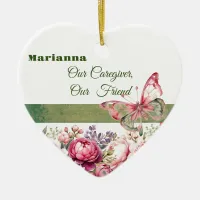 Pink Cottage Floral Caregiver Heart Ornament