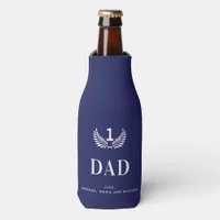 Father dad navy blue white names bottle cooler