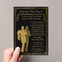 Roaring 20s art deco flapper girl and gangster acrylic invitations