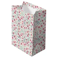 Abstract Floral Watercolor Teal Pink Peach Medium Gift Bag