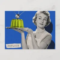  retro potluck Woman surreal collage Postcard
