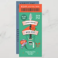 Afterparty Glow Rock ’n’ Roll Wedding Ticket Invitation