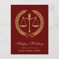 Red Simple Attorney Christmas Holiday Postcard