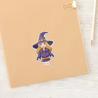 Blond Witch in Purple Clothes Sticker