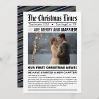 Newlywed Our First Christmas Newspaper Style Photo Holiday Card