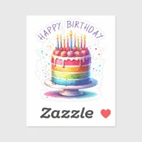 Rainbow Cake Happy Birthday Sticker