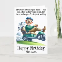 *~* Golf Cart AP94 Fun Humor Old Man Birthday Card