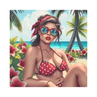 Red Bikini, Sunglasses and Bandana Woman   Metal Print
