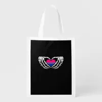 Bisexual Pride Skeleton Halloween Bi Goth Heart Cl Grocery Bag