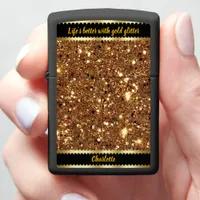 Glittering gold light brightens the night zippo lighter