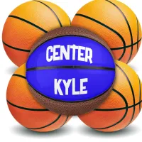 Monogrammed Name & Position in Blue/White | Mini Basketball