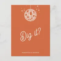 Retro Groovy 70s Cute Ivory Orange Disco RSVP Postcard