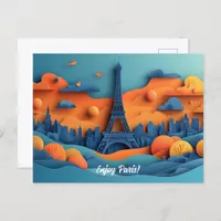 Enjoy Paris Paper Quilling Art Postcard