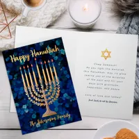 Gold Menorah Hanukkah Holiday Card