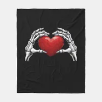 Skeleton Hands Holding A Red Heart Warm Highlight Fleece Blanket