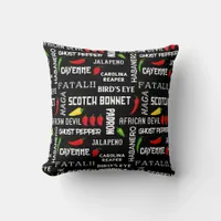 Chili Pepper Names Pattern | Jamaican Cooking Throw Pillow