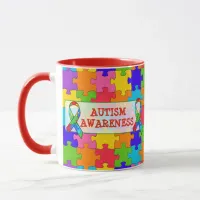 Autism Awareness Ribbon Puzzle Pieces Mug