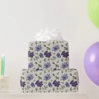 Purple Floral Watercolor Wrapping Paper