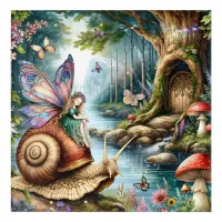 Pretty Fairy Land with cute Snail and Butterflies Acrylic Print