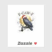 Funny Crow F-Caw-F Bird Gothic Christmas Santa Hat Sticker