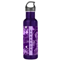 Purple Personalized Marble Fluid Art  Stainless Steel Water Bottle